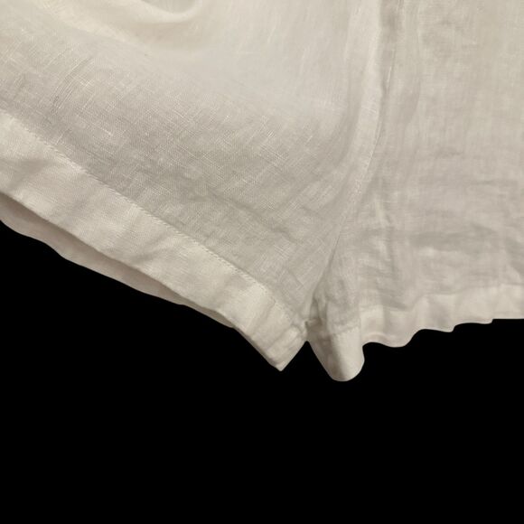 Mikoh White Linen Lightweight Button Up Long Sleeve Shorts Jumpsuit Size S FLAW - Picture 3 of 8